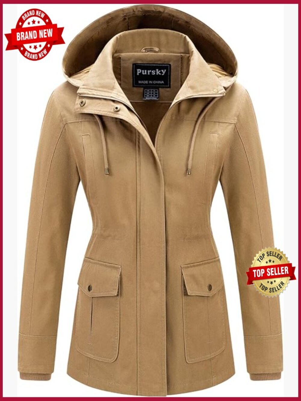 Cotton Anorak Jacket Lightweight Casual Military Jacket with Removable Hood
